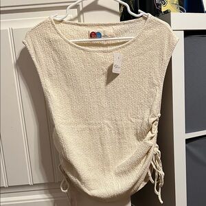Free People Cream Ruched Side Tank